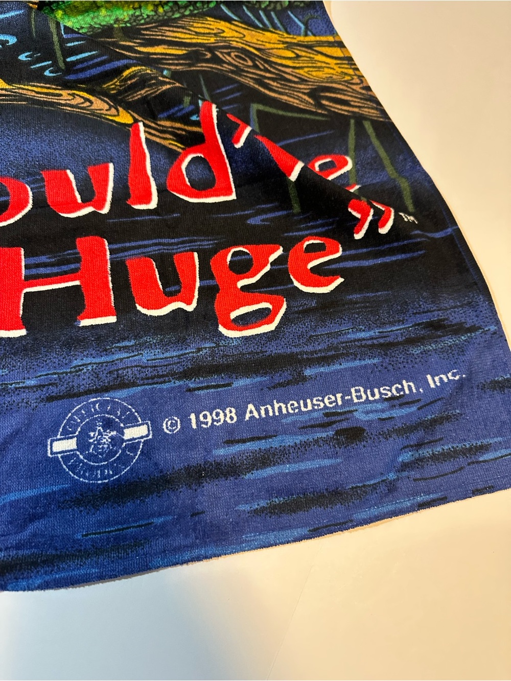 Vtg 1998 Budweiser Lizards “We Could Have Been Huge” Beach Towel - Picture 2 of 3